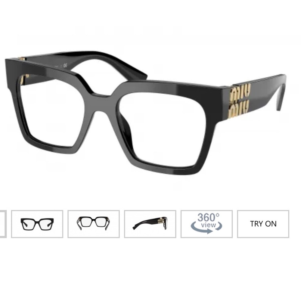 Miu Miu Black and Gold Square Glasses vmu 04U